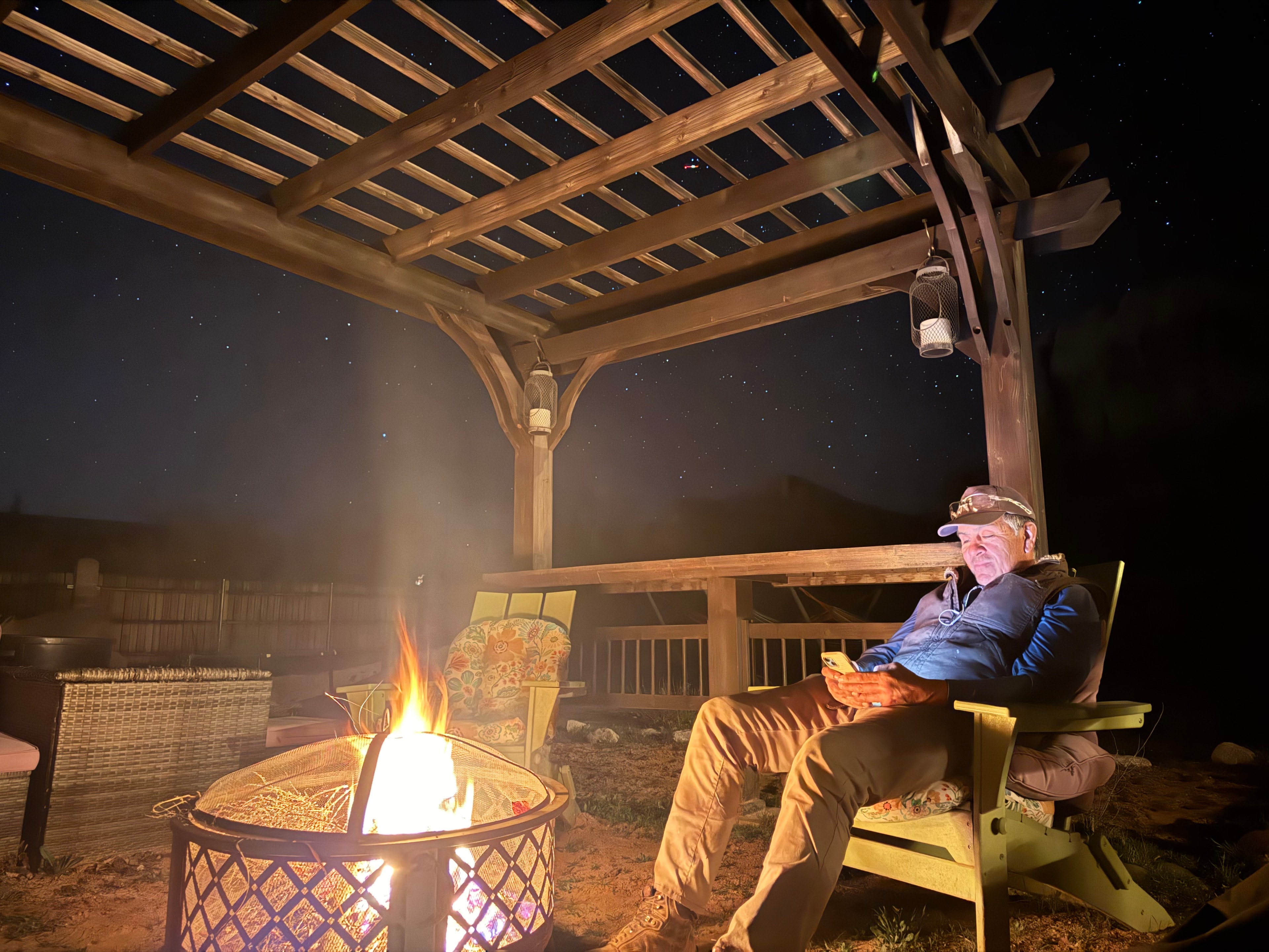 Fire pit under the stars at La Posada Pintada